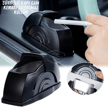 Cenicero de coche universal con tapa sin humo, a prueba de olores, ignífugo para el borde del cristal de la puerta corredera, hermético, para coche deportivo, cenicero de coche, negro