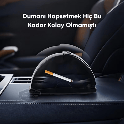 Cenicero de coche universal con tapa sin humo, a prueba de olores, ignífugo para el borde del cristal de la puerta corredera, hermético, para coche deportivo, cenicero de coche, negro