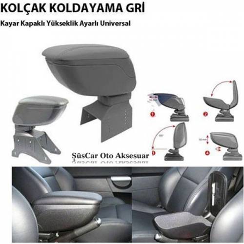 Reposabrazos Universal Deslizante para Coche, Apoyabrazos Gris