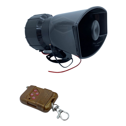 Sirena a distancia, mando de madera, 4 sonidos de sirena diferentes, bocina, sirena de policía potente, 12 V, 100 W