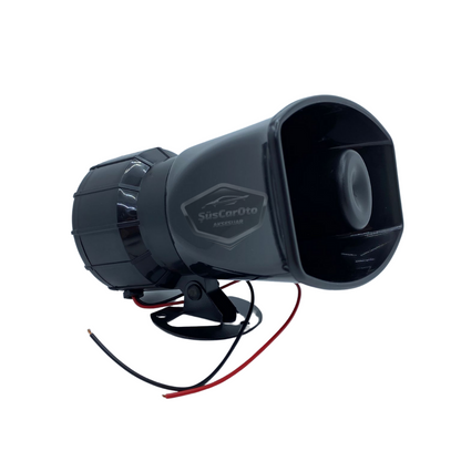 Sirena a distancia, mando de madera, 4 sonidos de sirena diferentes, bocina, sirena de policía potente, 12 V, 100 W