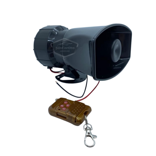 Sirena a distancia, mando de madera, 4 sonidos de sirena diferentes, bocina, sirena de policía potente, 12 V, 100 W