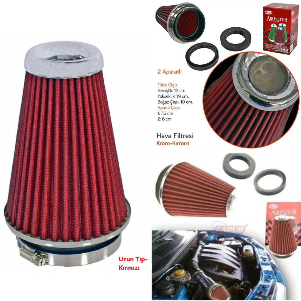 Filtro de aire universal de sonido y rendimiento mejorado +6 HP con adaptador