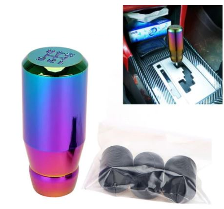 Pomo de palanca de cambios manual de carreras de aleación de aluminio Neo Chrome Camaleón con apariencia deportiva de metal universal ONV25