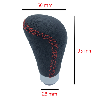 Pomo de palanca de cambios manual universal deportivo de cuero con costuras rojas y adaptador ONV230