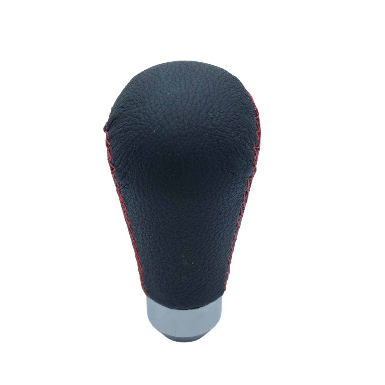 Pomo de palanca de cambios manual universal deportivo de cuero con costuras rojas y adaptador ONV230