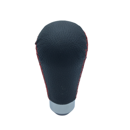Pomo de palanca de cambios manual universal deportivo de cuero con costuras rojas y adaptador ONV230