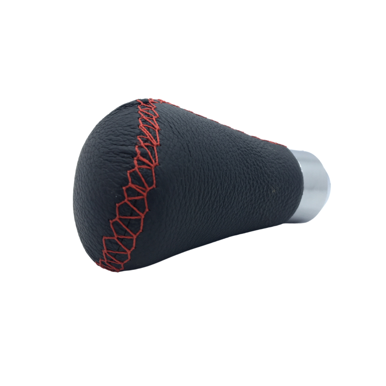 Pomo de palanca de cambios manual universal deportivo de cuero con costuras rojas y adaptador ONV230