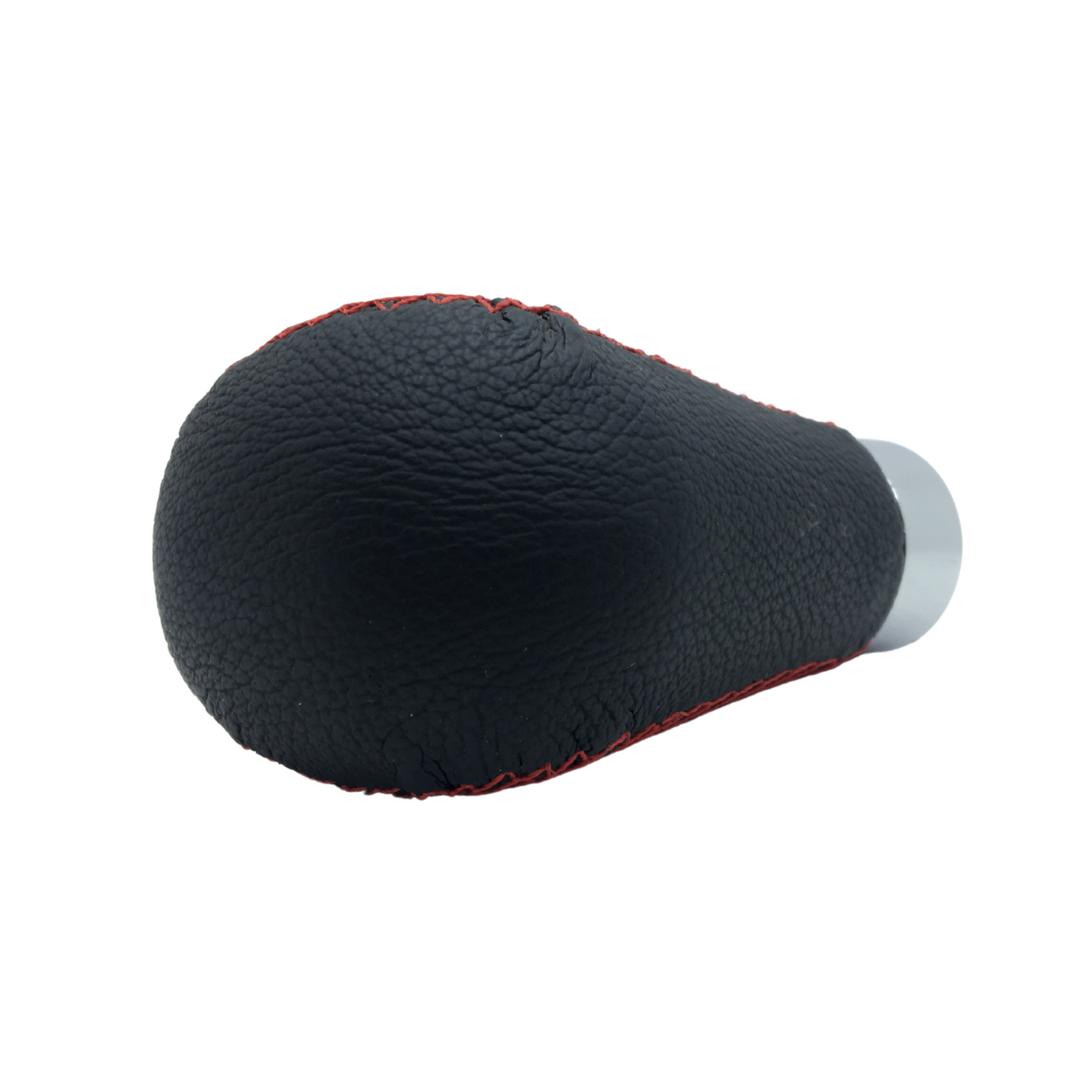 Pomo de palanca de cambios manual universal deportivo de cuero con costuras rojas y adaptador ONV230
