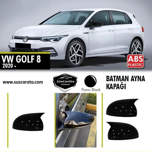 Cubierta de espejo Batman Murciélago compatible con VW Golf 8 2019 y posteriores, plástico ABS negro piano