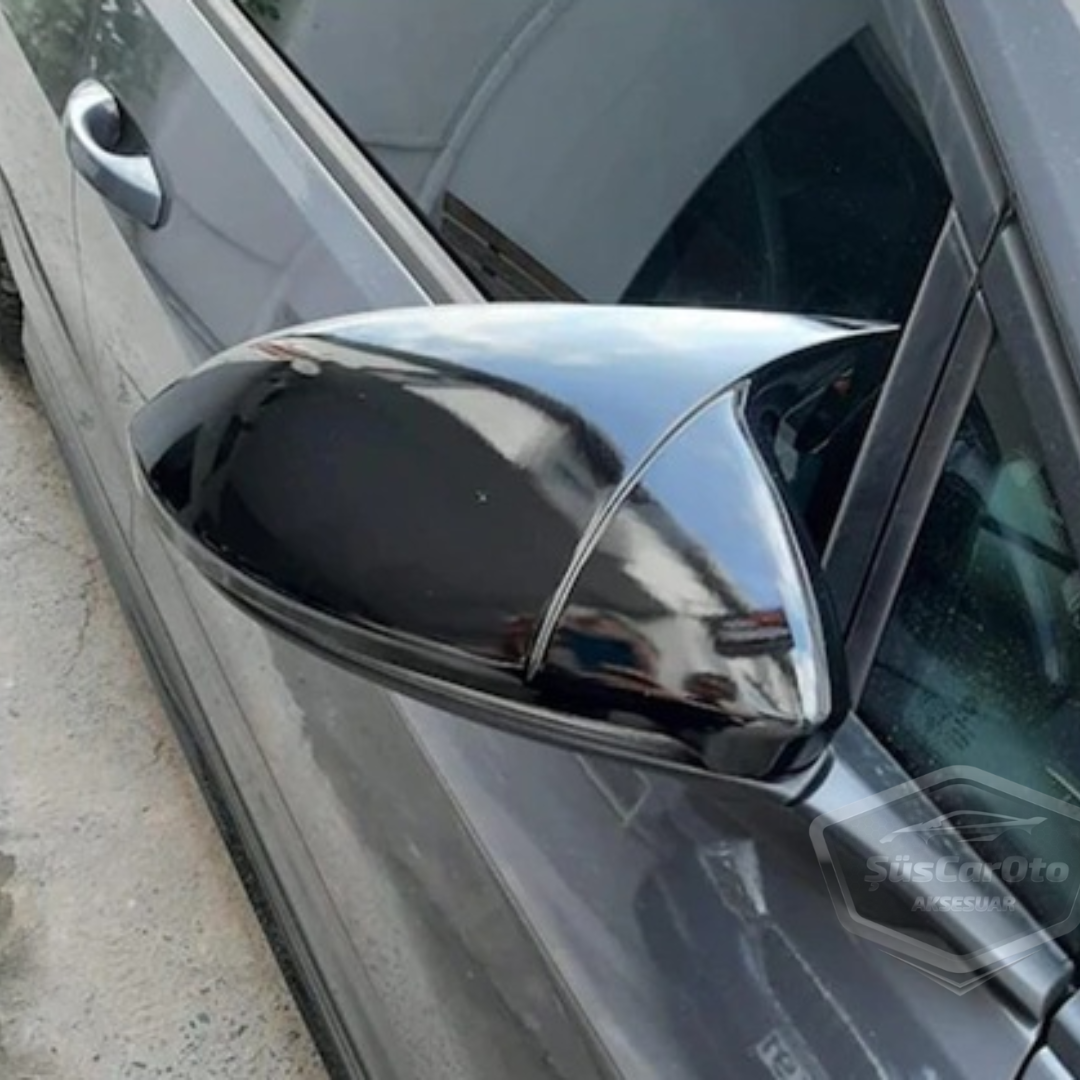 Carcasa de espejo retrovisor tipo Batman para Vw Jetta MK6 2011 en adelante, negro piano, plástico ABS