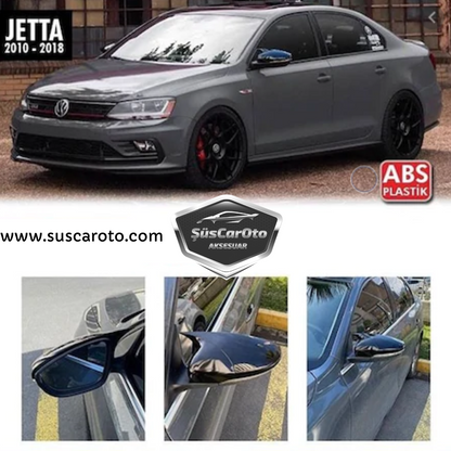 Carcasa de espejo retrovisor tipo Batman para Vw Jetta MK6 2011 en adelante, negro piano, plástico ABS