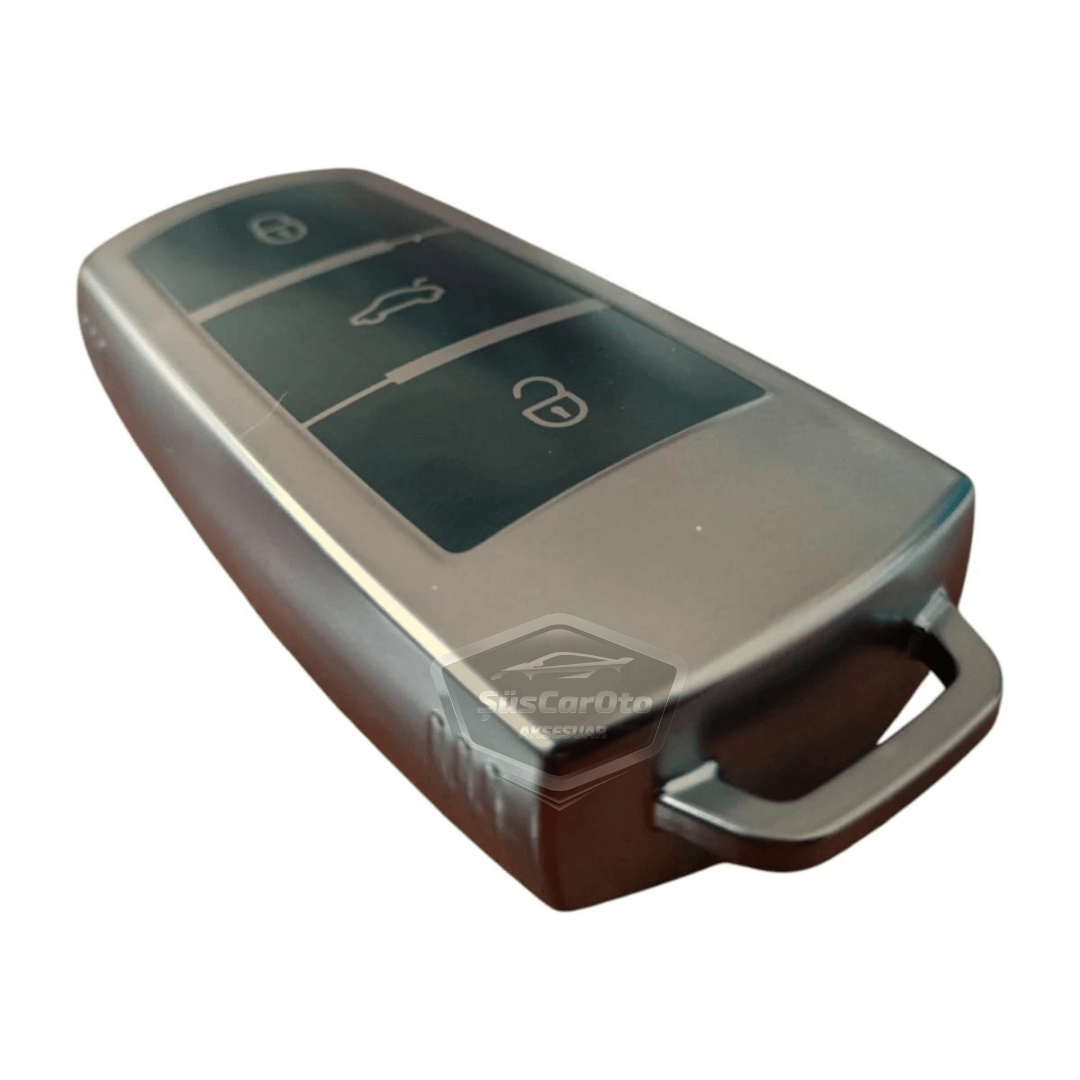 Funda de silicona para llave de coche Volkswagen Passat B6 B7, cubierta de llave de coche, llavero amortiguador, gris titanio oscuro PNT105