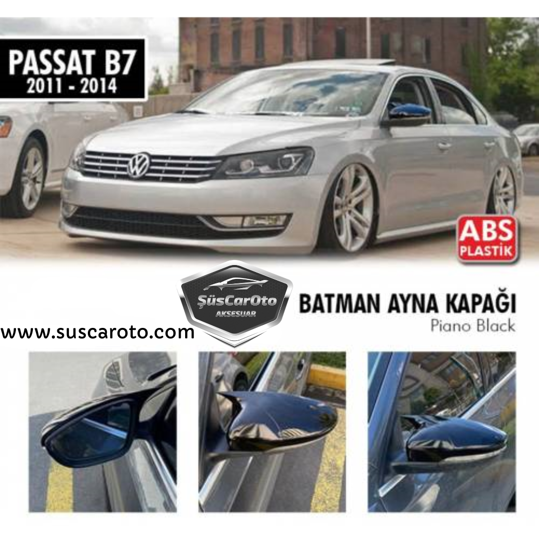 Vw Passat B7 2010-2014 Cubierta de Espejo Batman Bat Piano Negro Plástico ABS