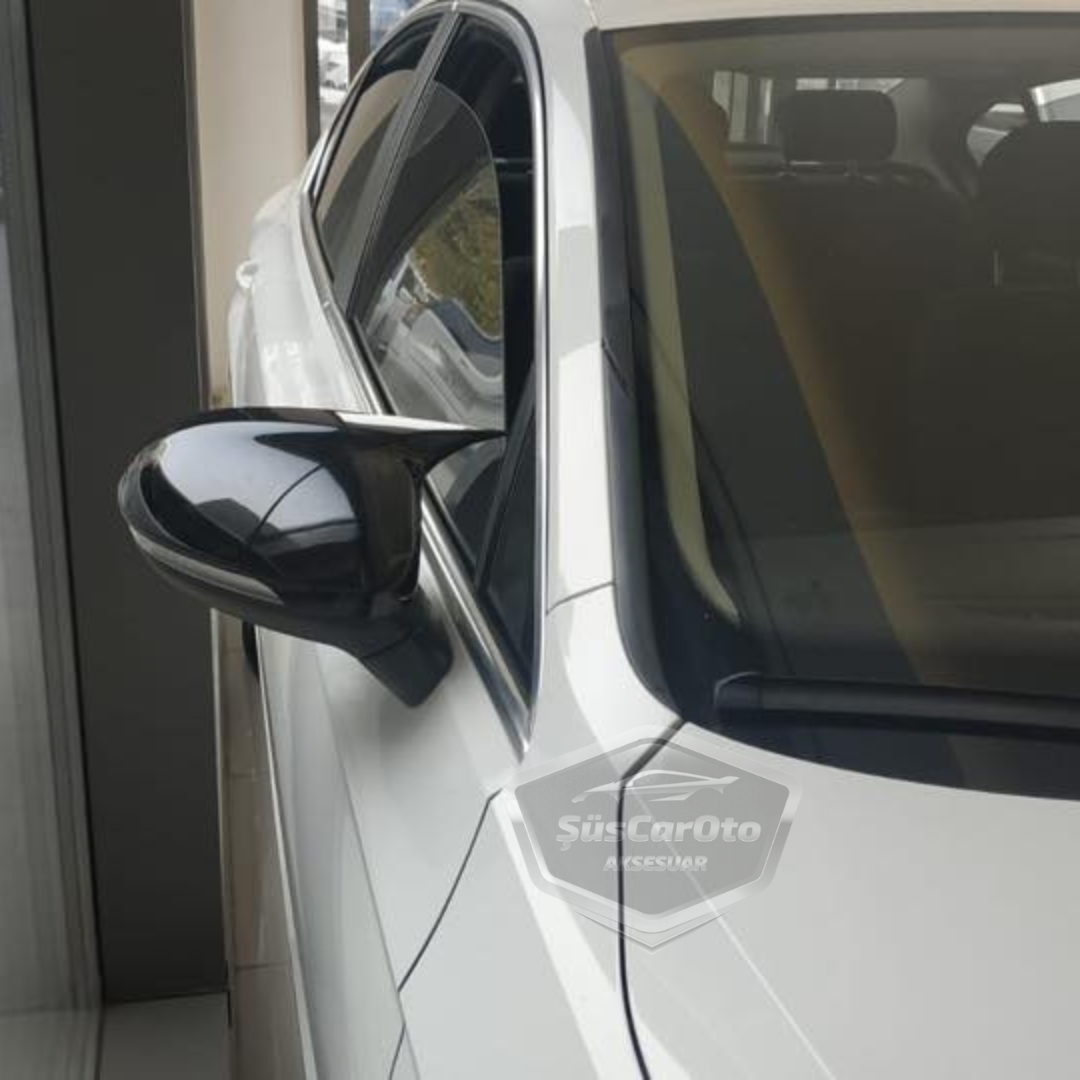 Cubierta de espejo retrovisor tipo Batman para VW Passat B8 2015 en adelante, color negro piano, plástico ABS