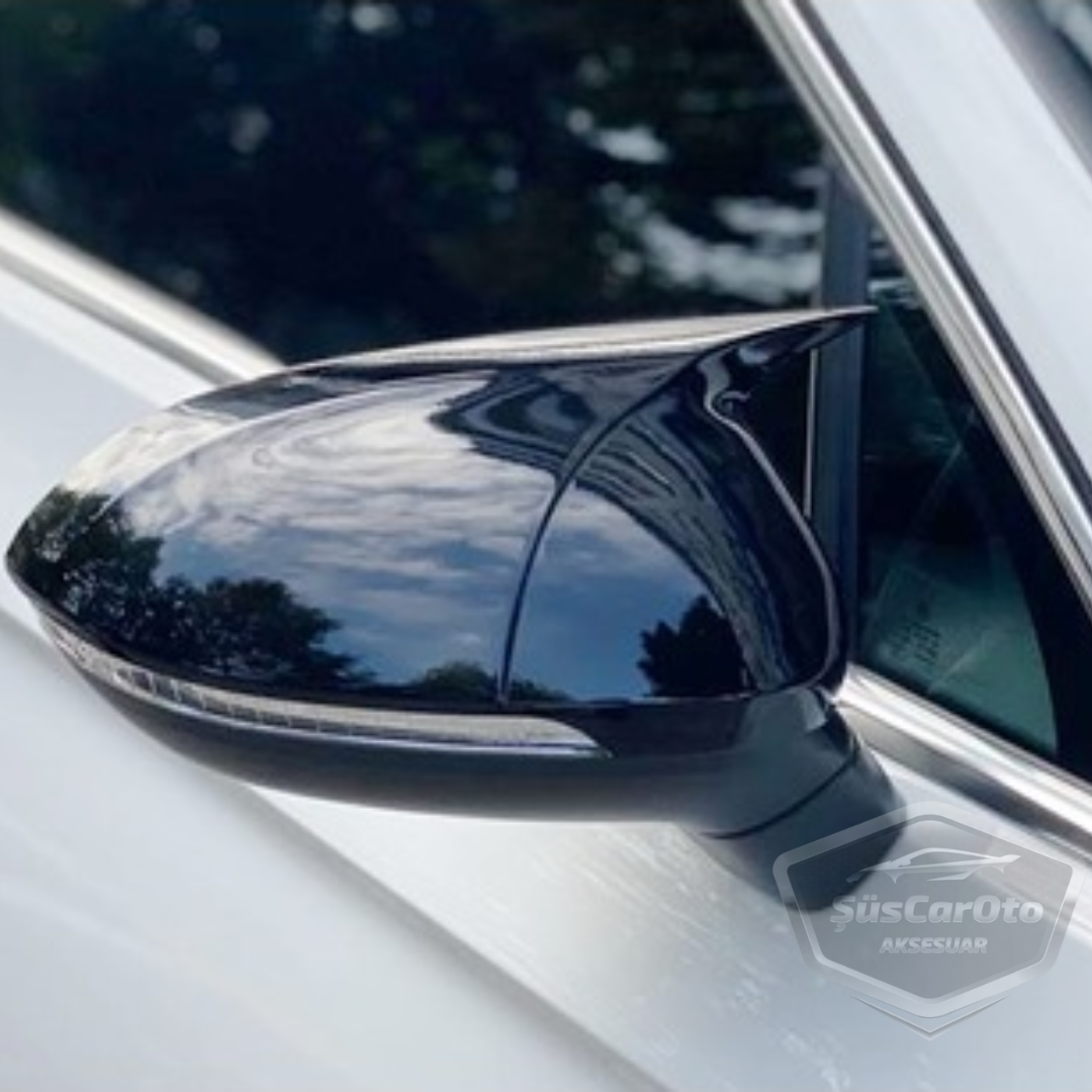 Cubierta de espejo retrovisor tipo Batman para VW Passat B8 2015 en adelante, color negro piano, plástico ABS