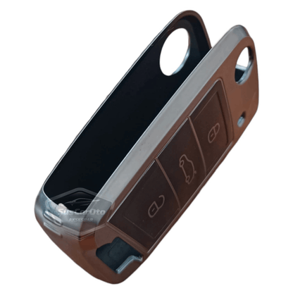 Volkswagen Polo Golf T-Roc T-Cross Passat Jetta Taigo Tiguan Funda de silicona para llave compatible con llave plegable Carcasa para llave de coche Amortiguador Llavero Gris Titanio Oscuro PNT104