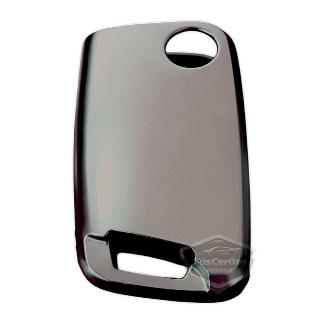 Volkswagen Polo Golf T-Roc T-Cross Passat Jetta Taigo Tiguan Funda de silicona para llave compatible con llave plegable Carcasa para llave de coche Amortiguador Llavero Gris Titanio Oscuro PNT104