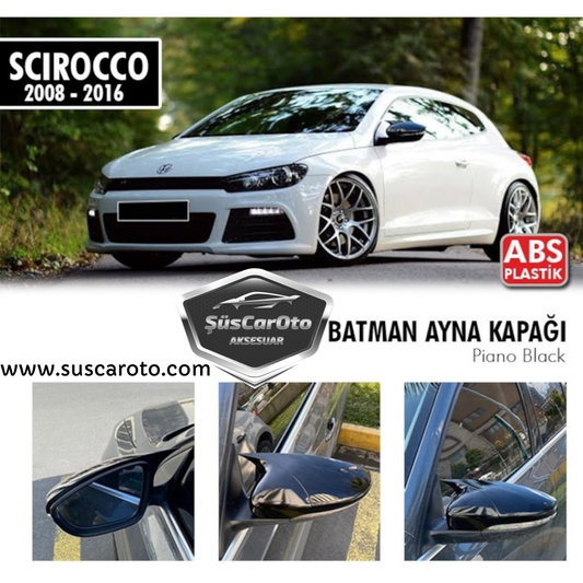 Vw Scirocco 2008-2016 Cubierta de espejo lateral estilo Batman Piano Black ABS Plástico