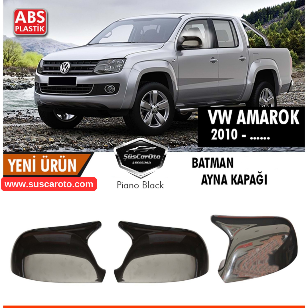 Tapas de espejo estilo Batman para Vw Amarok 2010 y posteriores, plástico ABS negro piano