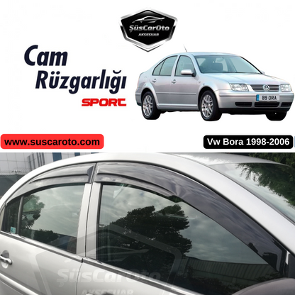 Juego de deflectores de ventana Mugen para VW Bora 1998-2006, color negro piano, 4 unidades, importado