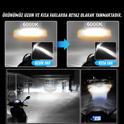 Vw Bora 1998-2006 Uyumlu Mercekli Far Ampulü Led Xenon Beyaz Renk Far Şimşek Etkili CSP Led Lamba Uzun Kısa 2 Adet Takım