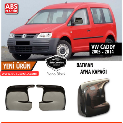 Vw Caddy Mk2 2005-2014 Cubierta de espejo Batman Murciélago Piano Negro Plástico ABS