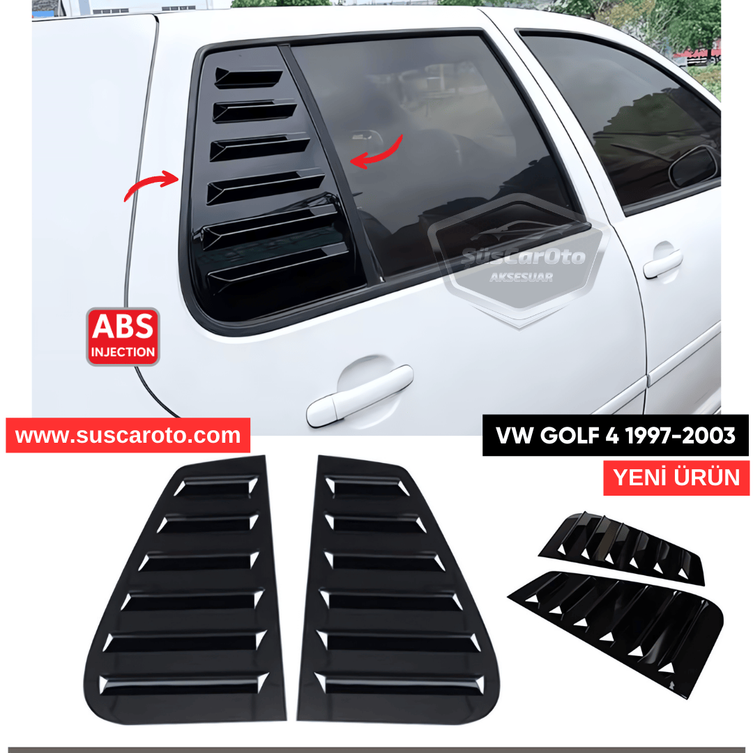 Rejilla de ventanilla lateral para VW Golf 4 1997-2003, visera de ventanilla lateral, ventilación, juego izquierdo y derecho, negro brillante