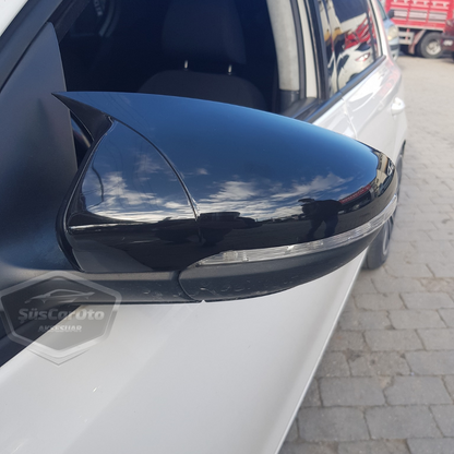 Cubierta de espejo retrovisor de murciélago Batman para Vw Golf 6 2008-2012, plástico ABS, negro piano