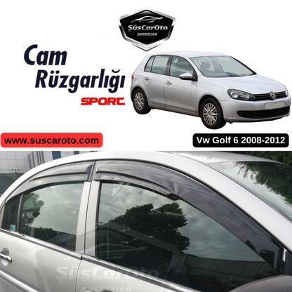 Juego de deflectores de ventana Mugen para VW Golf 6 2008-2012, piano negro, 4 unidades, importado