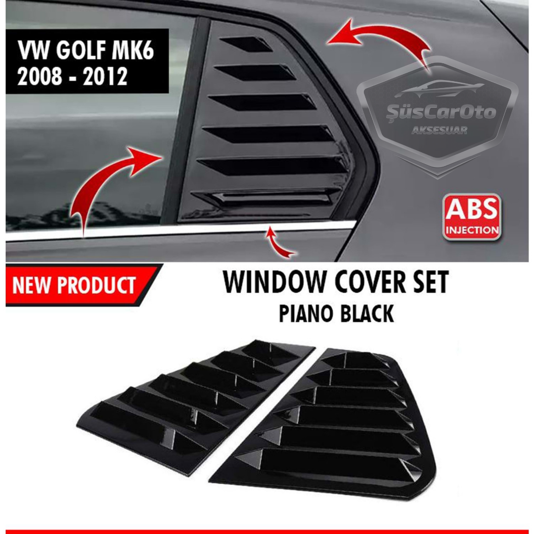 Rejilla de ventanilla lateral VW Golf 6 2008-2012, visera de ventanilla lateral, ventilación derecha e izquierda, juego negro brillante NKT242