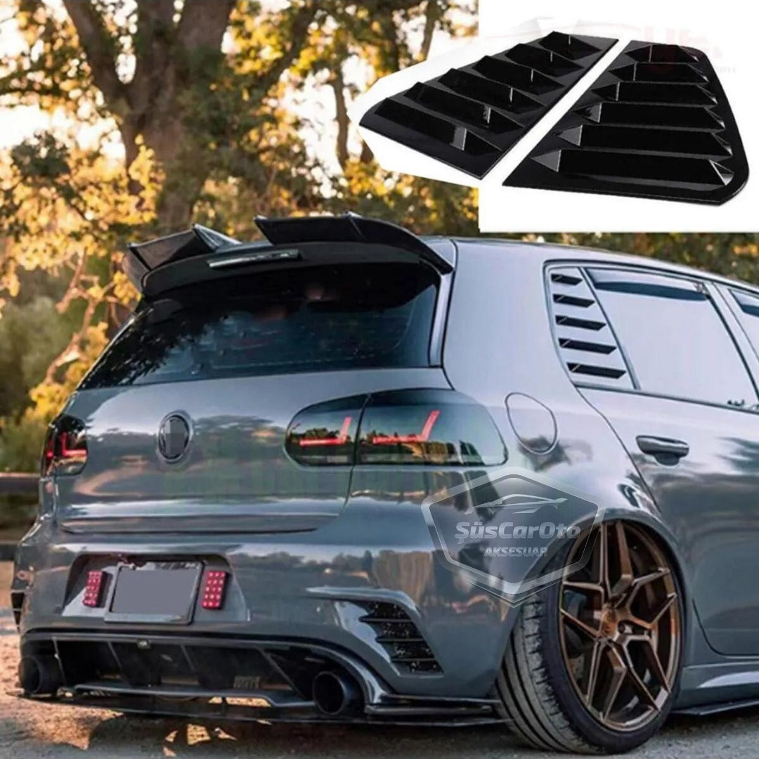 Rejilla de ventanilla lateral VW Golf 6 2008-2012, visera de ventanilla lateral, ventilación derecha e izquierda, juego negro brillante NKT242
