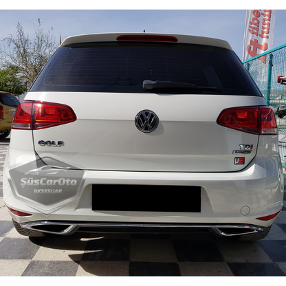 Difusor trasero negro brillante OEM compatible con VW Golf 7, accesorio de parachoques trasero con difusor Highline importado de primera clase DFZ01, con salidas de escape cromadas con pestañas.
