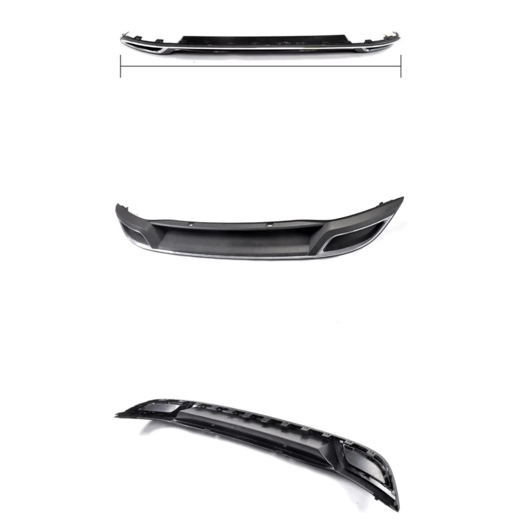 Difusor trasero negro brillante OEM compatible con VW Golf 7, accesorio de parachoques trasero con difusor Highline importado de primera clase DFZ01, con salidas de escape cromadas con pestañas.