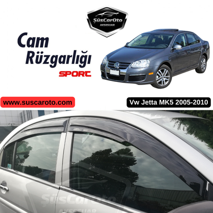 Juego de deflectores de viento Mugen para VW Jetta MK5 2005-2010, color negro piano, 4 piezas, importado