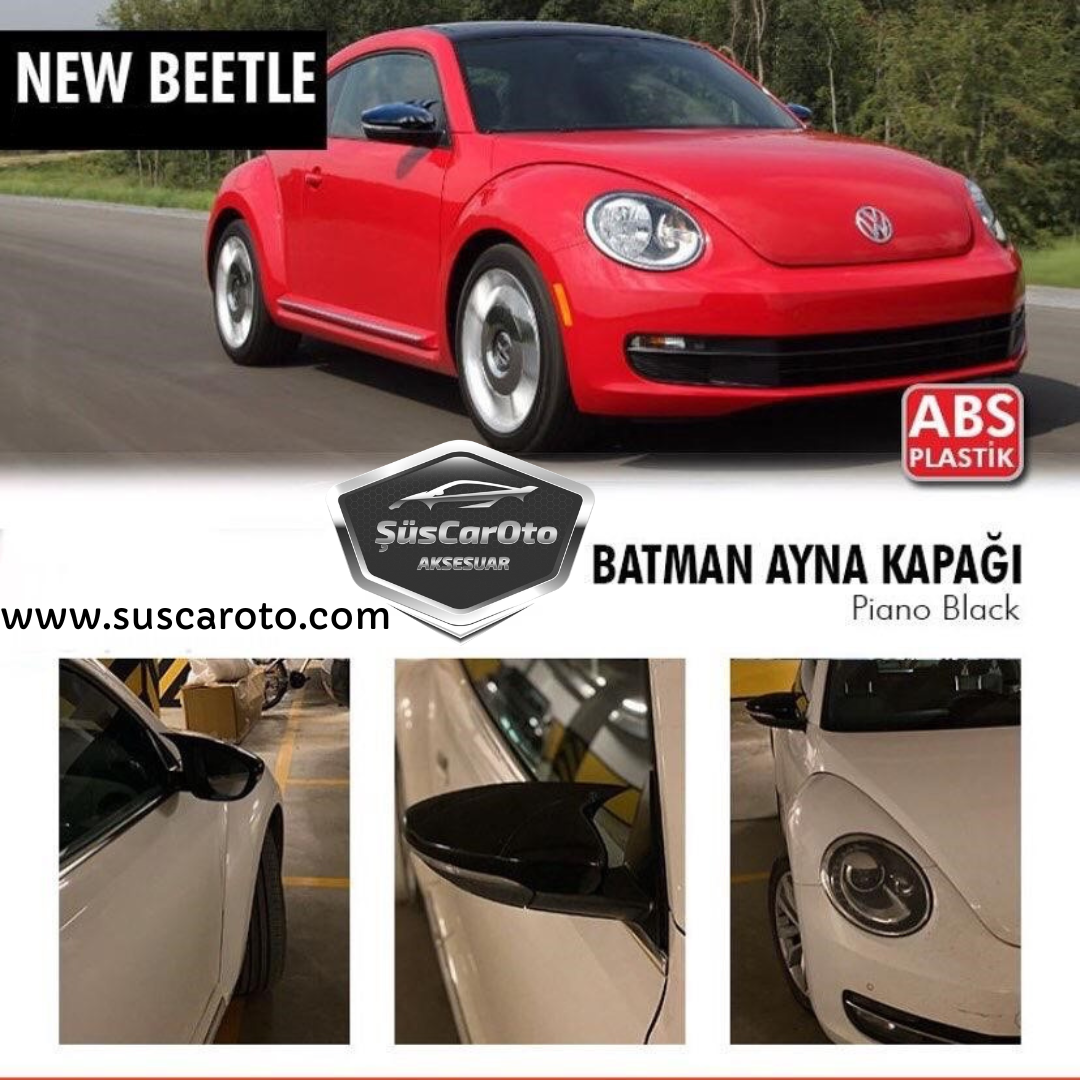 Vw New Beetle 2011-2019 Cubierta de Espejo Retrovisor Batman Piano Negro Plástico ABS