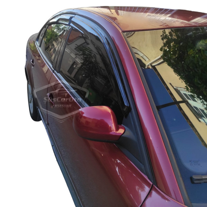 Set de deflectores de viento Mugen para ventanas Vw Passat B5 - B5.5 1996-2005 compatible, Negro Piano, 4 piezas, Importado