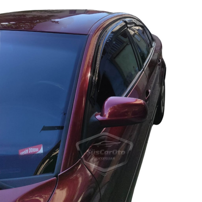 Set de deflectores de viento Mugen para ventanas Vw Passat B5 - B5.5 1996-2005 compatible, Negro Piano, 4 piezas, Importado