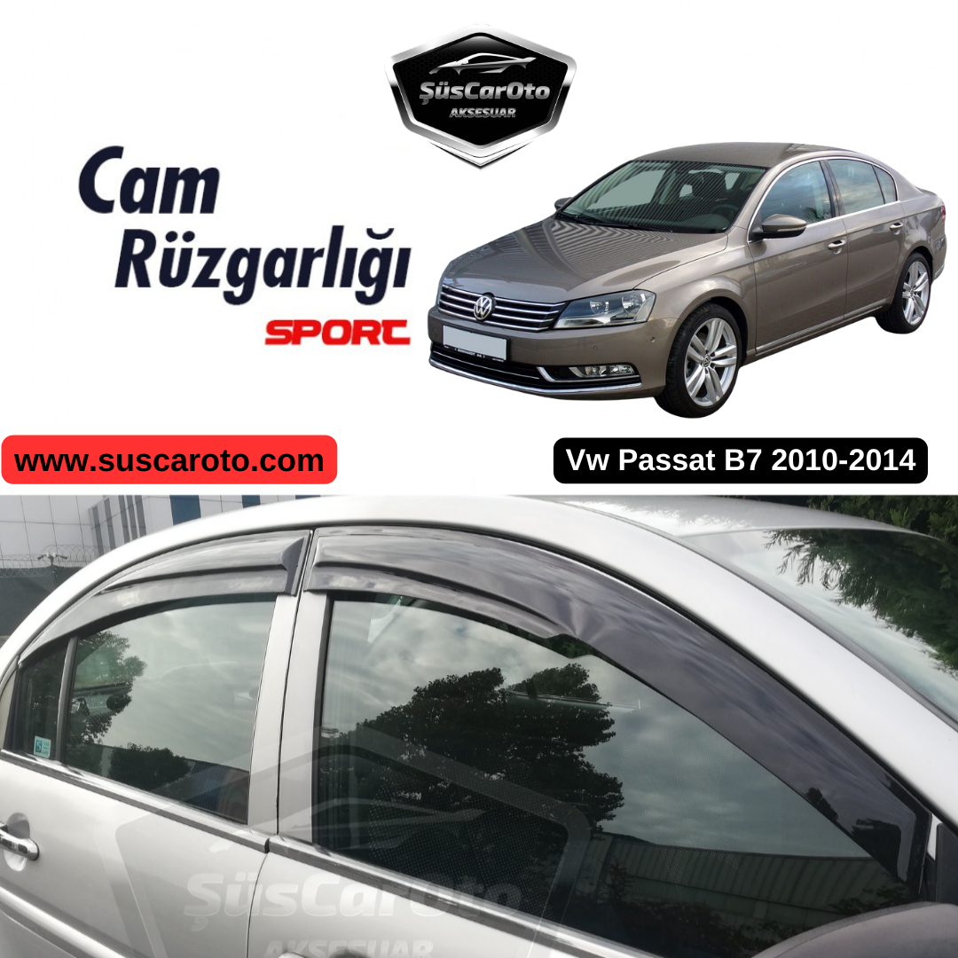 Juego de deflectores de ventanilla Mugen de 4 piezas compatible con VW Passat B7 2010-2014, negro piano, importado