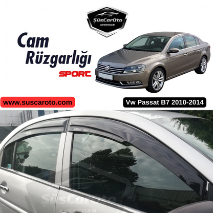 Juego de deflectores de ventanilla Mugen de 4 piezas compatible con VW Passat B7 2010-2014, negro piano, importado