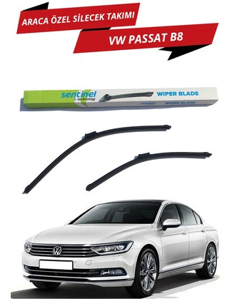 VW Passat B8 2014 en adelante Juego de limpiaparabrisas delanteros planos específicos para el vehículo Sentinel (derecha e izquierda)