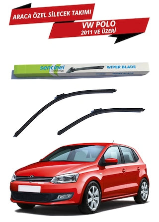 VW Polo 6R 2011-2017 Sentinel Juego de limpiaparabrisas delanteros planos específicos para vehículos, derecho e izquierdo