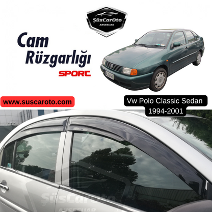Juego de deflectores de viento Mugen de 4 piezas para VW Polo Classic Sedan 1994-2001, negro piano, importado