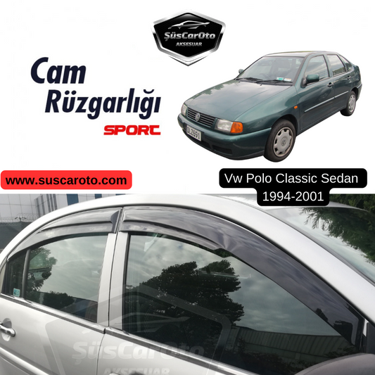 Juego de deflectores de viento Mugen de 4 piezas para VW Polo Classic Sedan 1994-2001, negro piano, importado