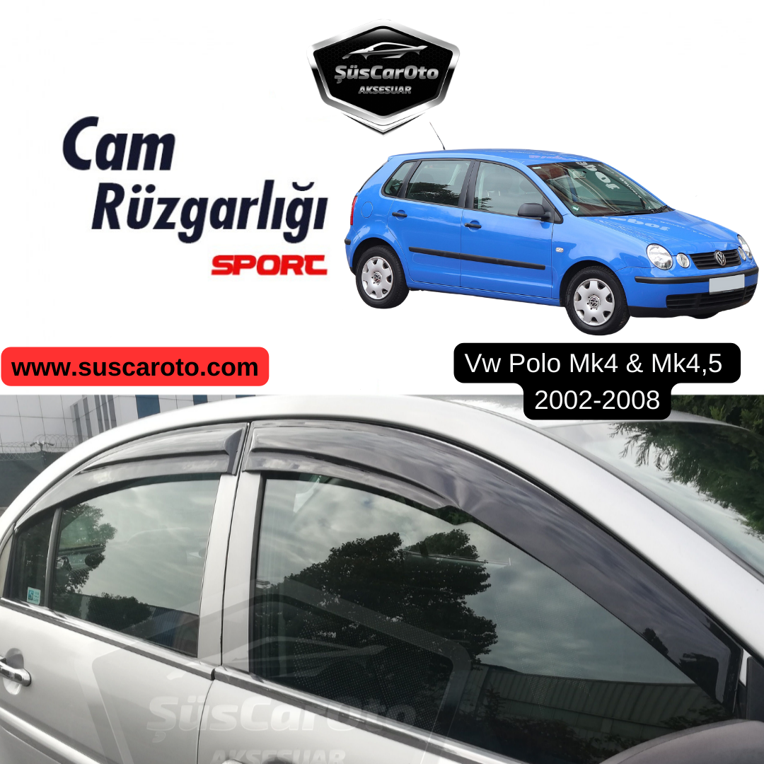 Kit de deflectores de viento Mugen para VW Polo Mk4-4.5 2002-2008, color negro piano, juego de 4, importado