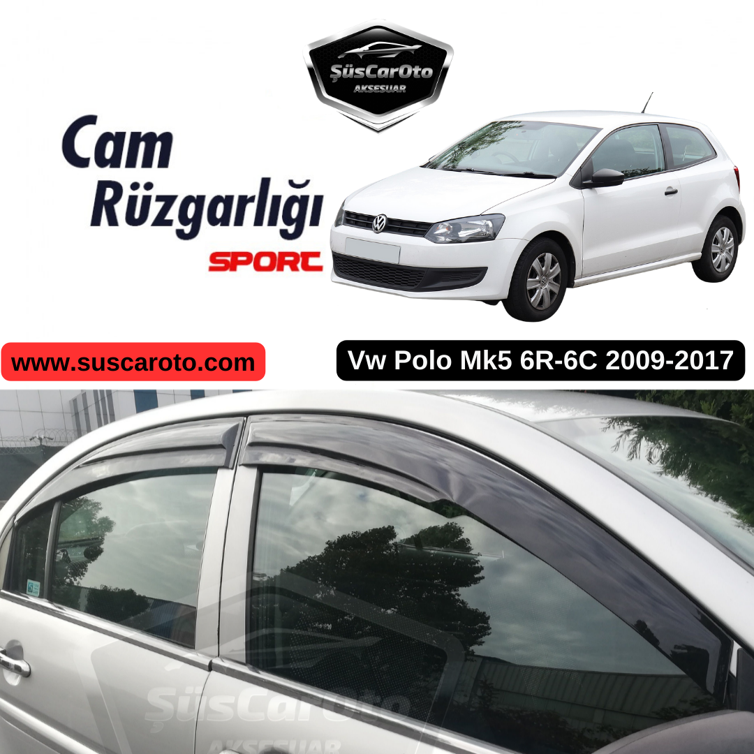 Juego de deflectores de viento Mugen de ventana, compatibles con VW Polo Mk5 6R-6C 2009-2017, Piano Black, 4 piezas, importados