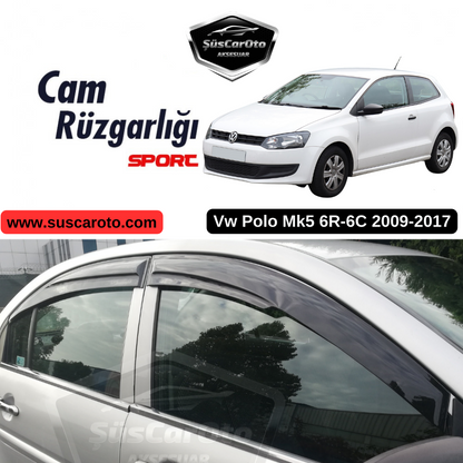 Juego de deflectores de viento Mugen de ventana, compatibles con VW Polo Mk5 6R-6C 2009-2017, Piano Black, 4 piezas, importados
