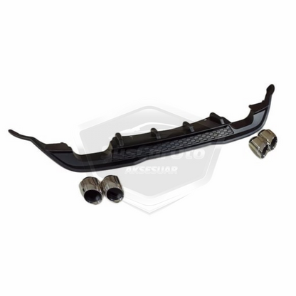 Vw Polo MK6 2018 y posteriores Difusor Trasero Negro Mate Específico para Vehículo con Pinzas 4 Salidas de Escape Cromadas Añadido de Parachoques Trasero Importado de 1ª Clase