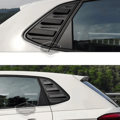Vw Polo MK6 2018 y Posteriores Compatible Rejilla de Ventana Trasera Visera de Ventana Trasera Ventilación Importada Equipo Izquierdo y Derecho Negro Brillante Calidad Premium ONP342