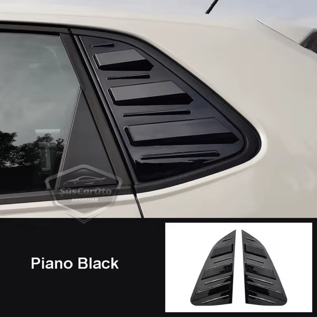 Vw Polo MK6 2018 y Posteriores Compatible Rejilla de Ventana Trasera Visera de Ventana Trasera Ventilación Importada Equipo Izquierdo y Derecho Negro Brillante Calidad Premium ONP342